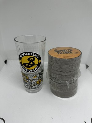BROOKLYN BREWERY Pilsner Edition PINT Glas mit 125 Bierdeckeln Männerhöhle