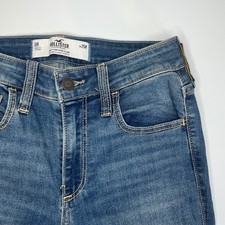 Hollister Curvy High Rise Flare Jeans 0R W25 Blue Classic Stretch Denim