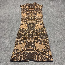 Anthropologie Mock Neck Cap Sleeve Slim Knit Mini Dress Brown Size Small