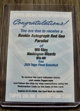 2026 Topps Finest Will Riley Red Geometric Autograph RC /5 Rookie Wizards ❗️
