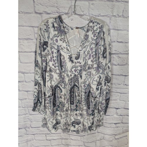 Free People Regen oder Glanz Schnür-Minikleid elfenbeinfarben Kamm Größe Small 128 $ - Bild 3 von 10