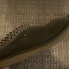 UGG Men's Green Suede Moccasin Slippers Plush Lined Slip-On Rubber Sole 6