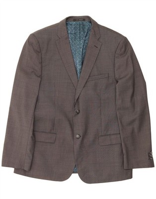 TED BAKER Herren 2 Knopf Blazer Sakko UK 44 2XL Grau Wolle HU01