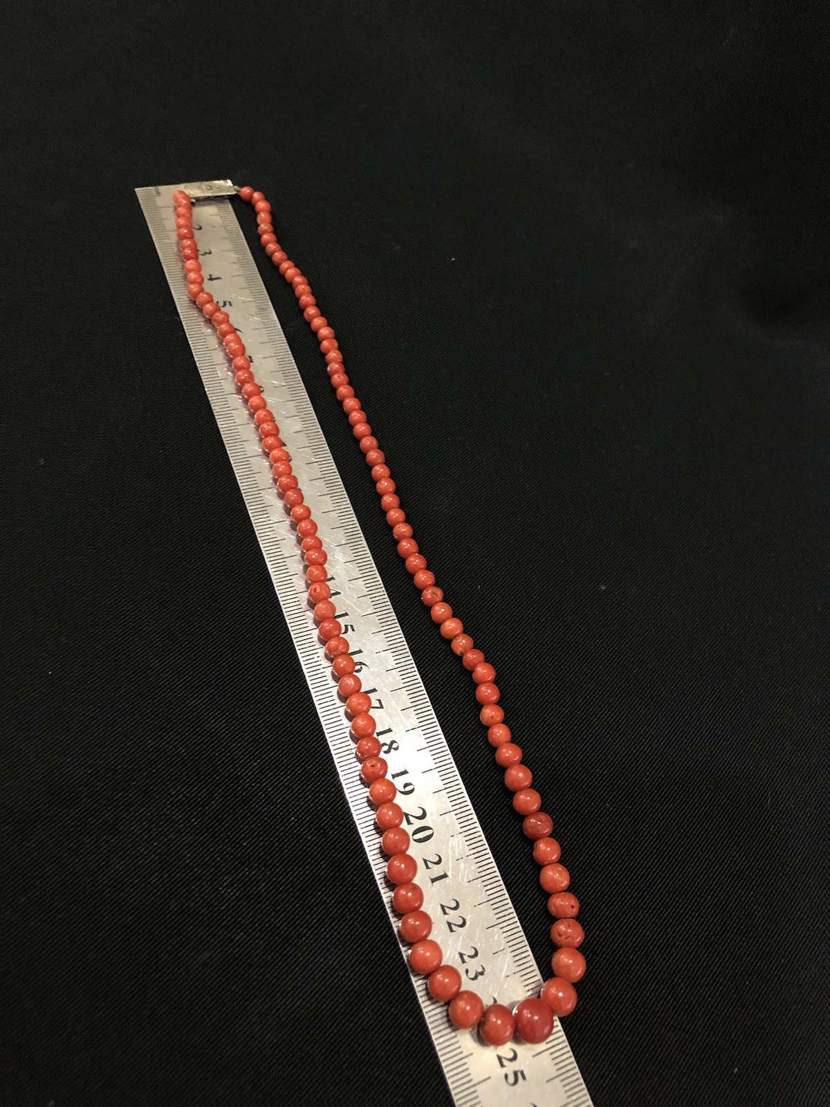 22 g. Vintage  Red Coral Necklace Natural Undyed Beads