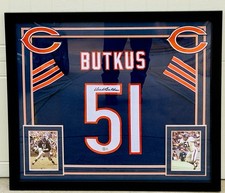 Butkus Chicago Bears Autographed Framed Jersey Beckett Authenticated 34.5x30