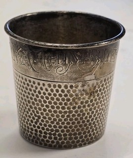 Antique Webster "Only a Thimble Full" Sterling Silver Shot Glass