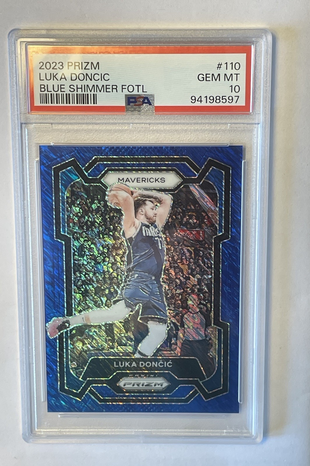 2023-24 Panini Prizm Luka Doncic Blue Shimmer #10/35 FOTL #110
