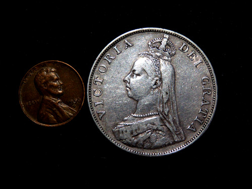 Very Nice 1890 Victoria Jubilee Head Silver Double Florin 4 Shillings Coin D16