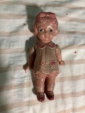 Vtg 6 Inch Celluloid Girl Doll Stringed Arms Japan 1930  s or40  s Carnival prize 