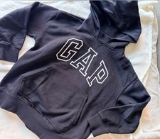 Gap Kids Pullover Hoodie Logo Navy Size 8 Cotton Blend Fleece Pockets