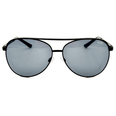Quay Australia Vivienne Sunglasses Black Metal Aviator Designer Frame & Lenses