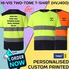 Personalised Custom Printed Hi Vis Two Tone T-Shirt Safety Workwear YK034