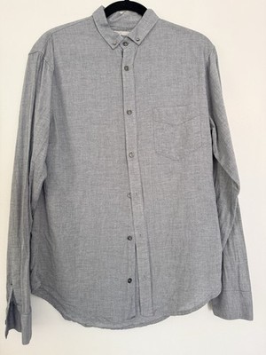 Outerknown Shirt Mens Medium Organic Cotton Light Gray Long Sleeve Button Up