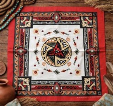 Vintage 70s Wamcraft Bandana USA Southwestern Geometric NOS Red 21 x 21