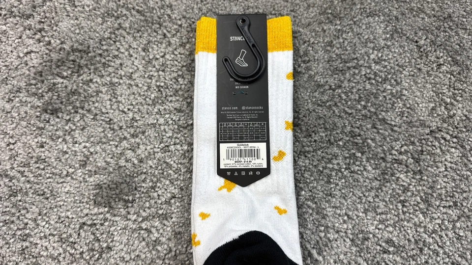 Calcetines Stance Superbad talla grande para hombre 9-13 vodka dorado blanco Foto 4 de 4