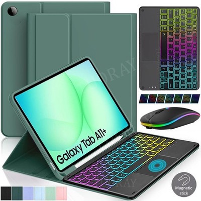 Für Samsung Galaxy Tab S11 S10 Lite A11+ Hülle mit RGB Touchpad QWERTZ Tastatur