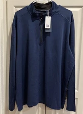 Cutter & Buck Quarter Zip Long Sleeve Pullover Golf Shirt  XXL Pin Stripes New