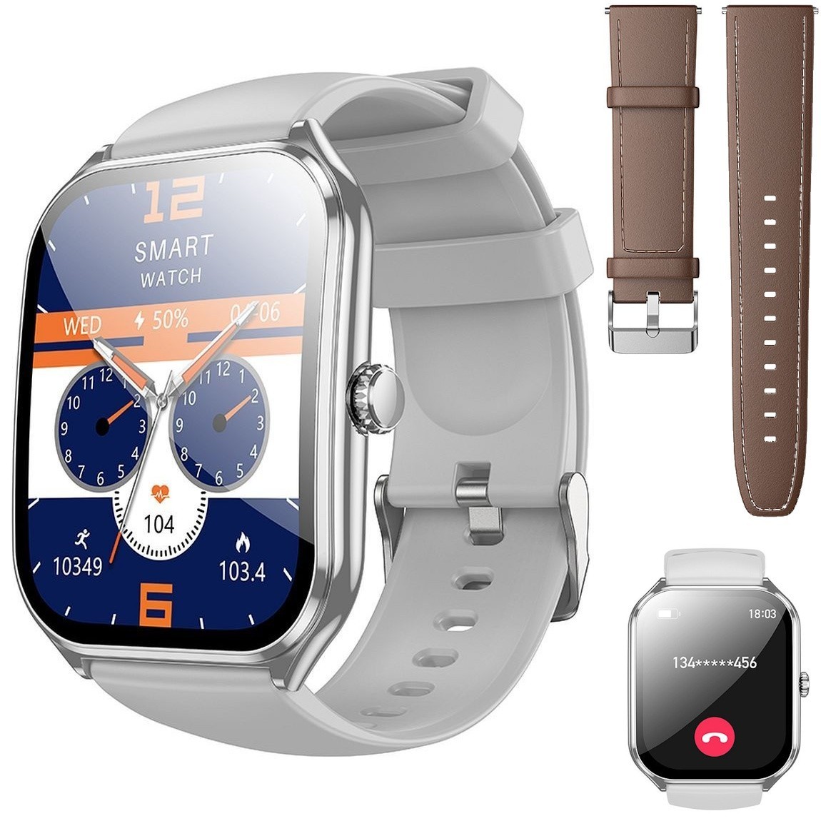 HOCO SMARTWATCH AMOLED Y28 FUNZIONE CHIAMATE SILVER 2" SOPRT 2 CINTURINI IP67