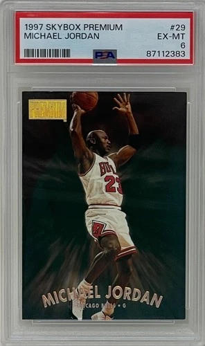 Michael Jordan 1997 Skybox Premium Chicago Bulls NBA Basketball Card #29 PSA 6