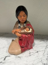 Vintage Native American Indian Women & Baby Byron Molds 1982 Decor Retro 10.5” H