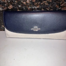 NEW Coach Slim Envelope Wallet In Signature Coated Canvas Navy & White