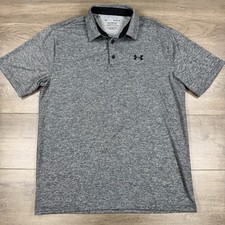 Under Armour The Playoff Polo Shirt Men's Large Gray Heather Short Sleeve Golf