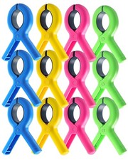 12 Pcs Beach Towel Clips for Beach Chairs, 3.7 Inch Clothes Pins for Cruise ...