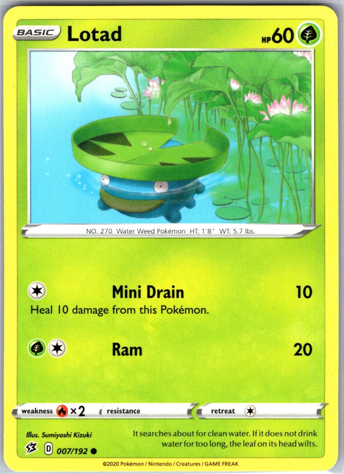 Lotad 007/192 Common Regular Card SWSH02: Rebel Clash Pokemon TCG LP