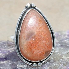 925 Silver Plated Sunstone Ring US 11 Best Gift For Women AU v575