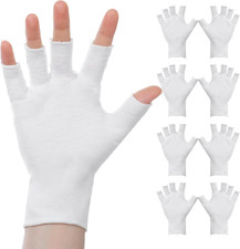 4 Pairs Fingerless Cotton Gloves for Eczema, Dry Hands Relief, One Size