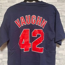 MLB Boston Red Sox #42 Mo Vaughn Player T-Shirt L Majestic Navy Made USA Unused