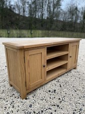 Roseland Furniture Surrey Oak 120cm TV Stand – Solid Wood Media Unit Cabinet