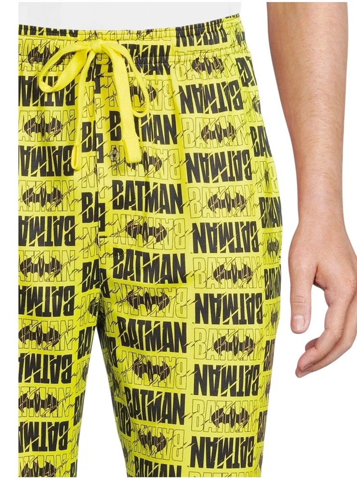 Pantalones de salón para dormir DC Batman para hombre Pj’s amarillo y negro talla pequeña nuevos con etiquetas Foto 3 de 4