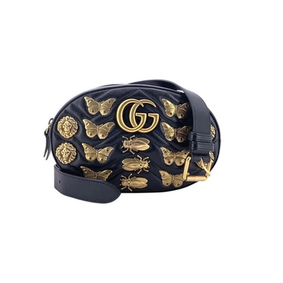 Gucci Marsupio GG Marmont en cuir matelassé noir avec clous animaux 85/34 - Photo 1/4