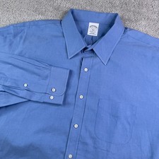 Brooks Brothers Shirt Mens 18 36 Blue Regent Fit Non Iron Cotton Business