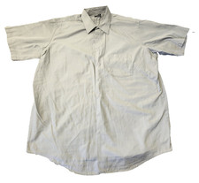 Van Heusen Men's Short Sleeve Shirt Size 17.5 Wrinkle Free Grey Polyester Blend