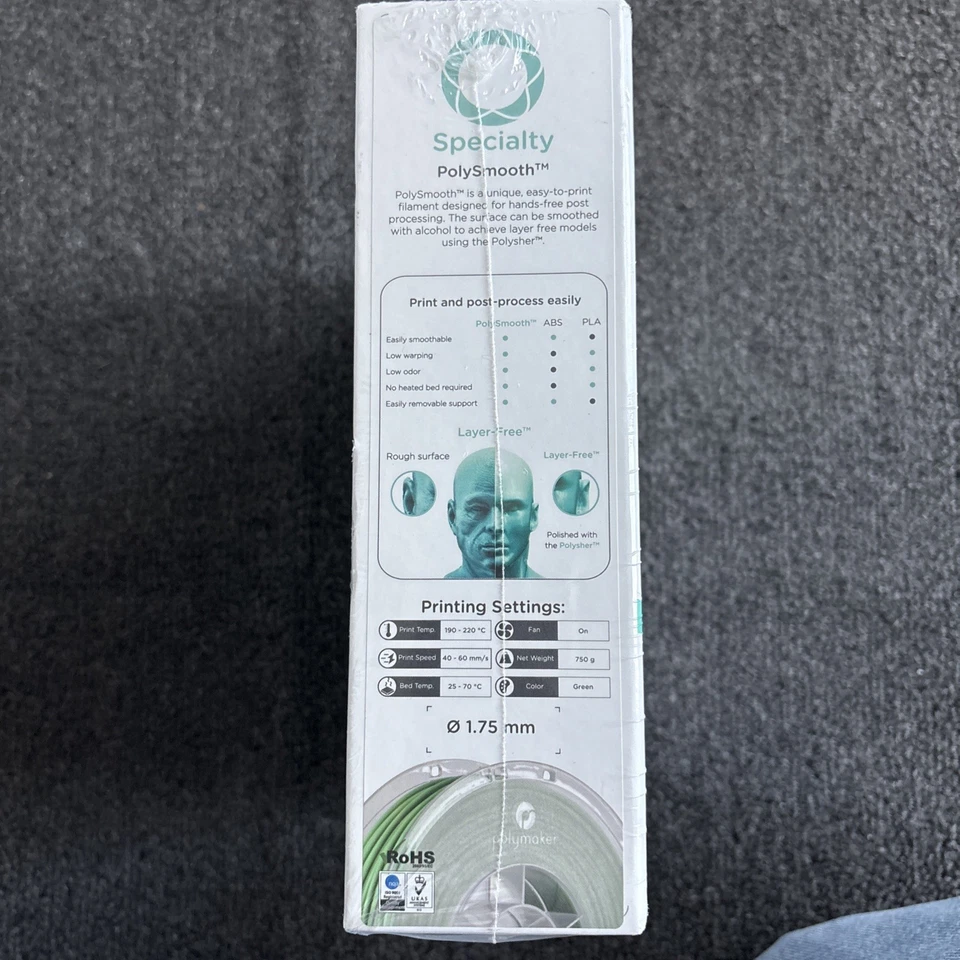 SEALED polymaker filament Polycast PolySmooth ™ (1.75mm,750g) Green 3D Printer - Image 4 of 4