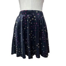 ModCloth Just This Sway Velvet Skater Skirt Black Printed Size Large
