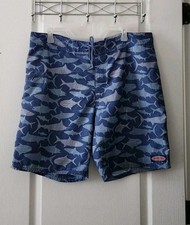 Vineyard Vines Mens Board Shorts Swim Trunks Shark Ocean Fish Print Blue Logo 36