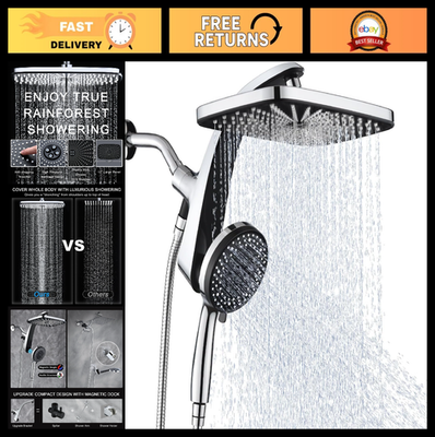 #ad #ad High Pressure Rain Shower Head Combo Handheld amp; Fixed 10 Spray Settings Magn $88.19