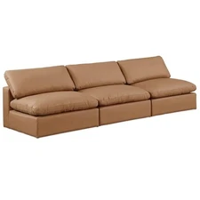 Meridian Furniture Comfy Cognac Vegan Leather 3-Pc. Modular Sofa