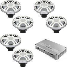 Hertz 3 pairs of HMX 8 S-LD-SW 8" White/Silver Grill Coaxial Marine Speakers ...
