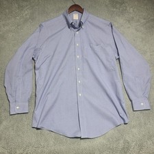 Brooks Brothers Button Down Shirt Mens 17-35 Blue Traditional Fit Long Sleeve