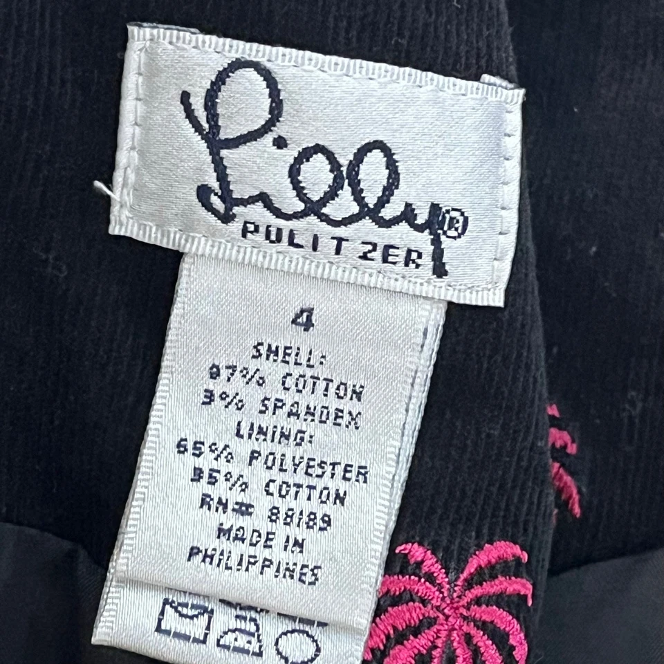 Vestido De Colección Lilly Pulitzer Niñas Negro Rosa Pana Talla 4 Playa Verano Algodón Foto 3 de 4