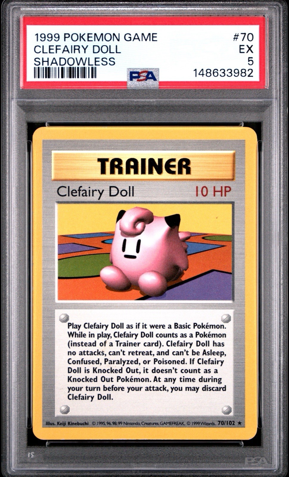 1999 Pokemon Clefairy Doll 70/102 Base Set 1st Edition PSA 5