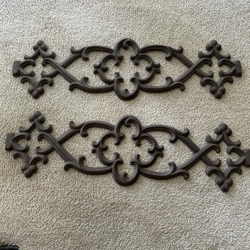 Vtg Southern Living at Home Decorative Cast Iron Wall Art 24.75"x7.25 Set of 2