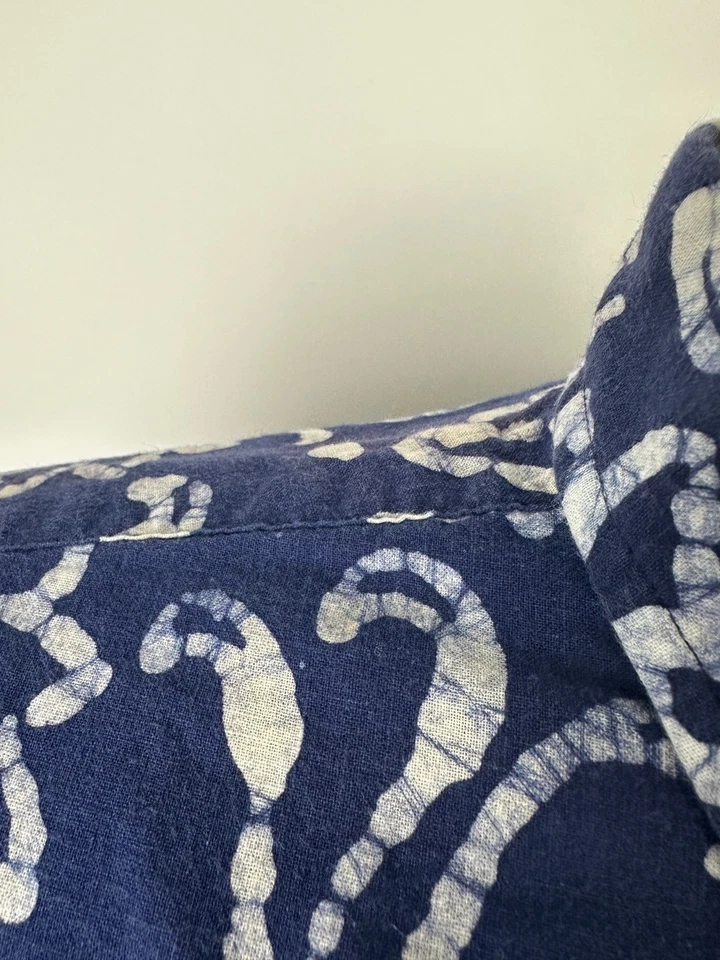 Vintage Lands End Madras Shirt Men L Batik Floral Geometric Hawaiian Cotton USA - Image 4 of 4