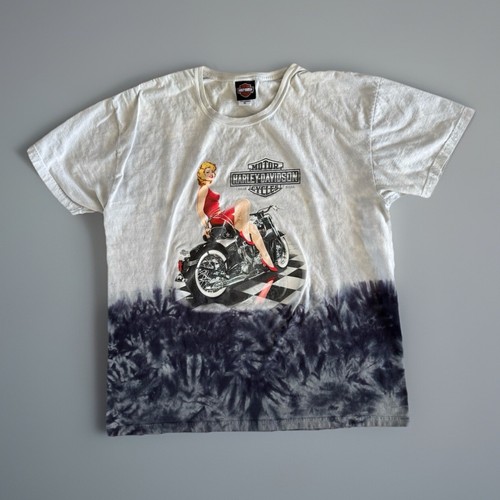 VTG Harley Davidson Motorcycle PinUp Girl Graphic T-Shirt Men’s XL Joplin MO - 第 1/6 張圖片