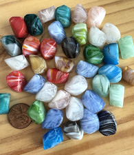 40 MIXED COLOR  WHITE FREE FORM LAMPWORK Glass Beads 16mm Jewelry