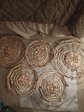 Boho "Plate" Open Weave Style Rattan/Straw An Wire Wall decor (5pcs)